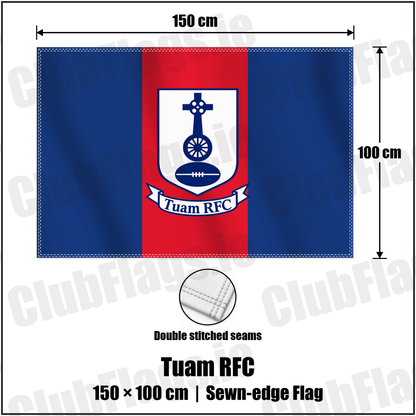 Tuam RFC 100cm x 150cm Flag (sewn on the edges) with the club crest and colours, Galway Rugby - ClubFlags.ie