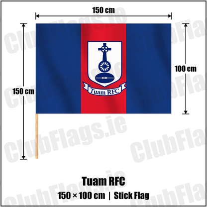Tuam RFC 100cm x 150cm Stick Flag with the club crest and colours, Galway Rugby - ClubFlags.ie