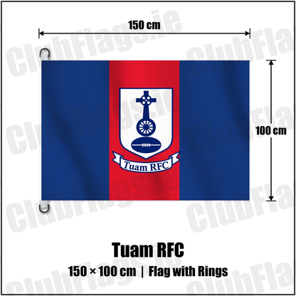 Tuam RFC 150cm x 100cm Flag Pole Flag with Rings with the club crest and colours, Galway Rugby - ClubFlags.ie