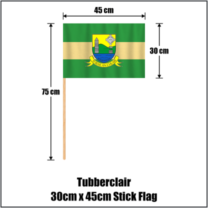 Tubberclair 30cm x 45cm Stick Flag, featuring the club crest and green and gold colours; County Westmeath GAA. ClubFlags.ie.
