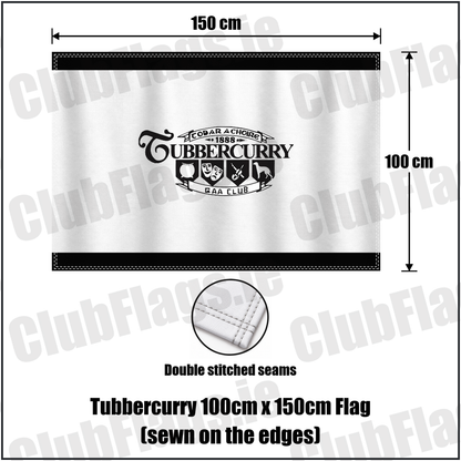 Tubbercurry 100cm x 150cm Flag (sewn on the edges), featuring the club crest and black and white colours; County Sligo GAA. ClubFlags.ie.
