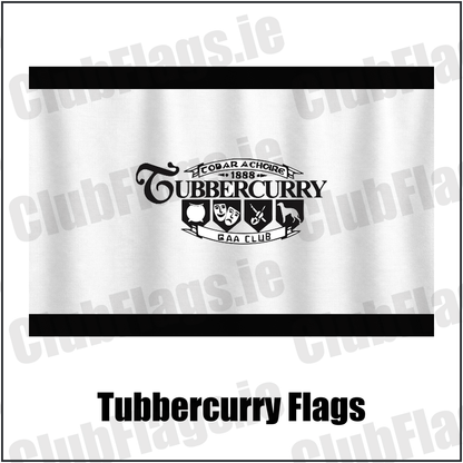 Tubbercurry Flags, featuring the club crest and black and white colours; County Sligo GAA. ClubFlags.ie.