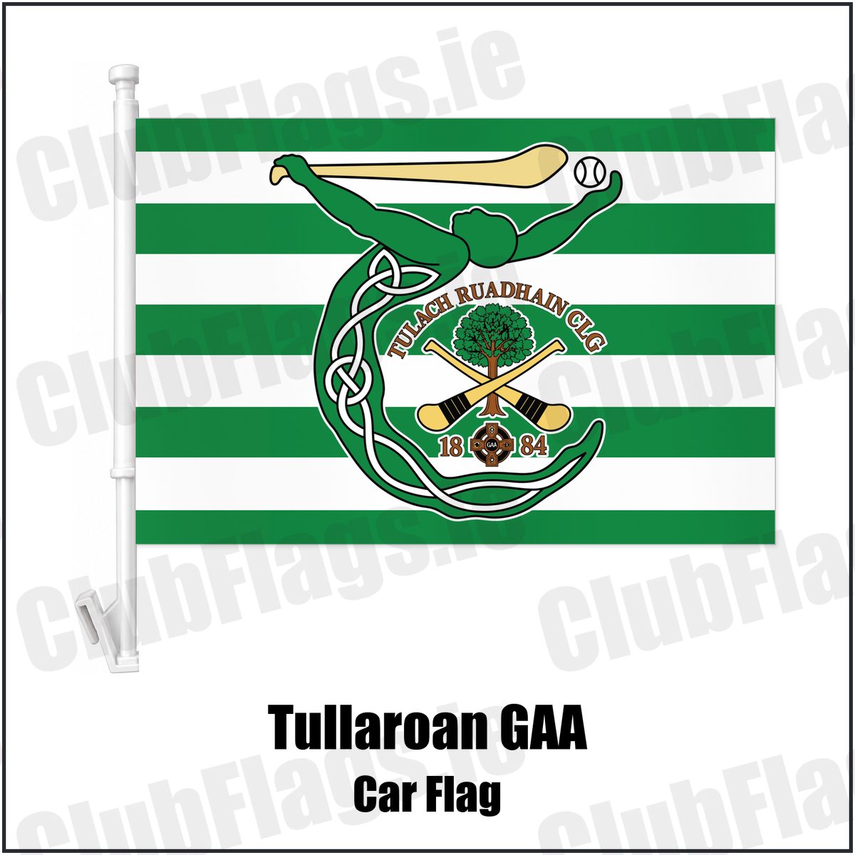 Tullaroan GAA Car Flag with the club crest and colours, Kilkenny GAA - ClubFlags.ie