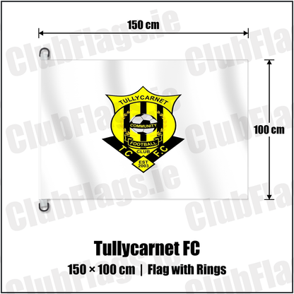 Tullycarnet FC 150cm x 100cm Flag Pole Flag with Rings with the club crest and colours, Down Football - ClubFlags.ie