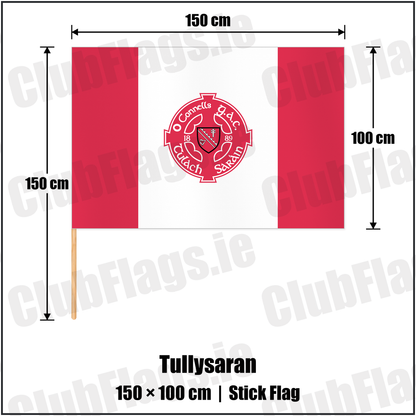 Tullysaran 100cm x 150cm Stick Flag with the club crest and colours, Armagh GAA - ClubFlags.ie