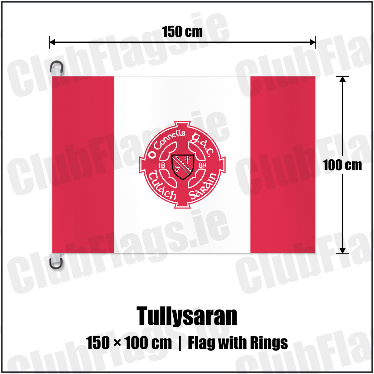 Tullysaran 150cm x 100cm Flag Pole Flag with Rings with the club crest and colours, Armagh GAA - ClubFlags.ie