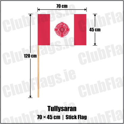 Tullysaran 45cm x 70cm Stick Flag with the club crest and colours, Armagh GAA - ClubFlags.ie