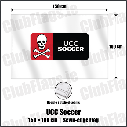 UCC Soccer 100cm x 150cm Flag (sewn on the edges) with the club crest and colours, Cork Football - ClubFlags.ie