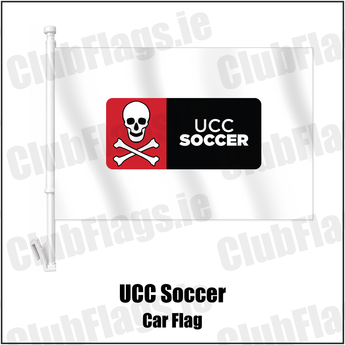UCC Soccer Car Flag with the club crest and colours, Cork Football - ClubFlags.ie