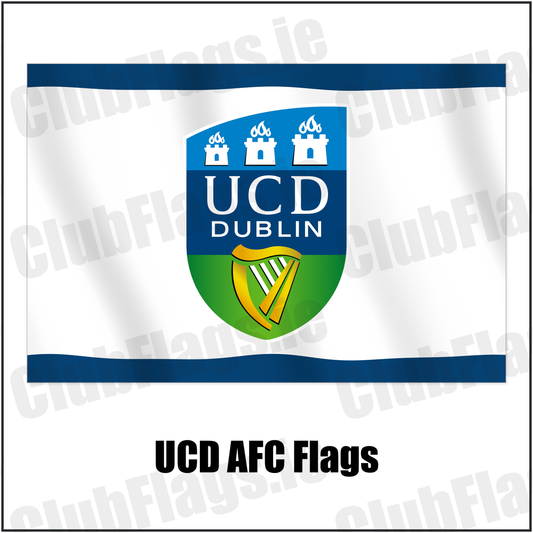 UCD AFC Flags with the club crest and colours, Dublin Football - ClubFlags.ie