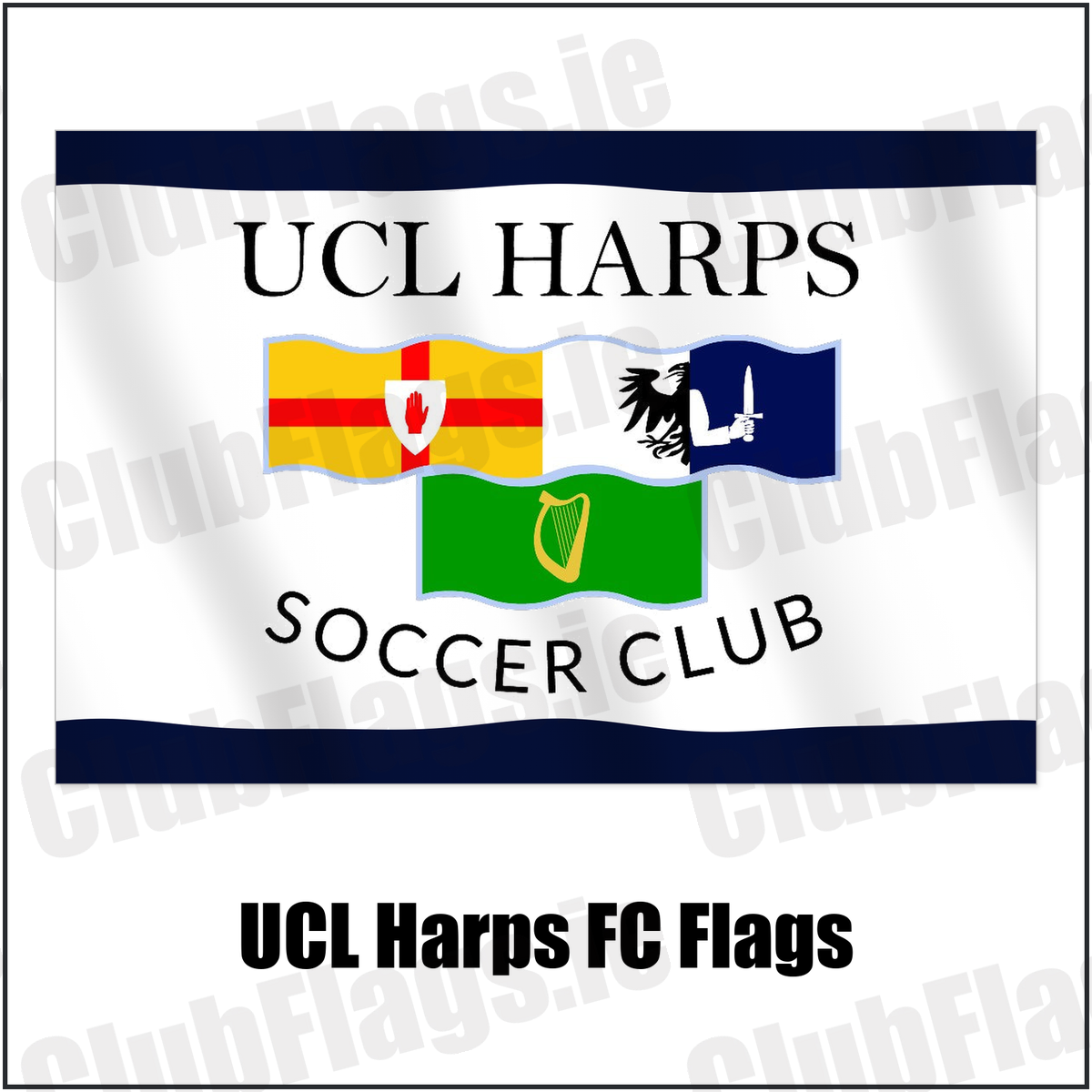 UCL Harps FC Flags with the club crest and colours, Cavan Football - ClubFlags.ie