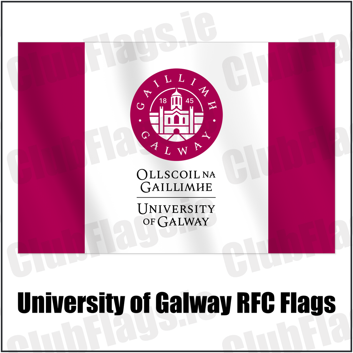 University of Galway RFC Flags with the club crest and colours, Galway Rugby - ClubFlags.ie