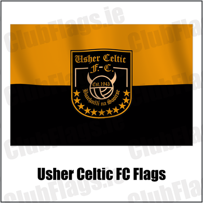 Usher Celtic FC Flags with the verified club crest and colours, Dublin Football - ClubFlags.ie