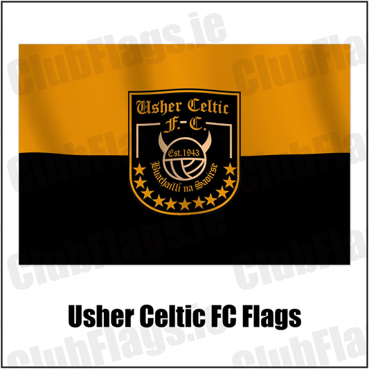 Usher Celtic FC Flags with the verified club crest and colours, Dublin Football - ClubFlags.ie