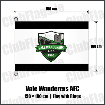 Vale Wanderers AFC 150cm x 100cm Flag Pole Flag with Rings with the club crest and colours, Carlow football - ClubFlags.ie