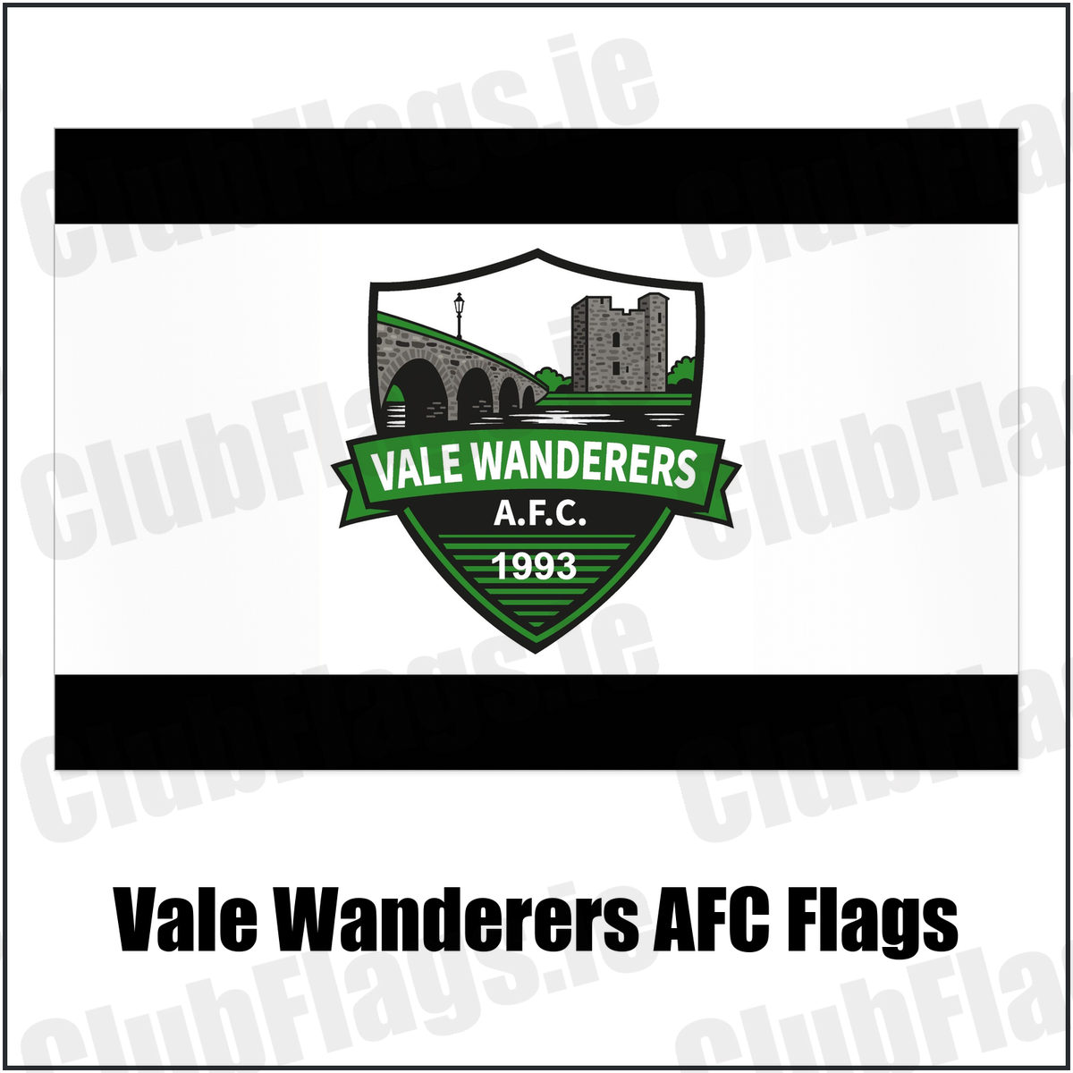 Vale Wanderers AFC Flags with the club crest and colours, Carlow football - ClubFlags.ie