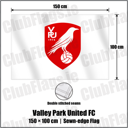Valley Park United FC 100cm x 150cm Flag (sewn on the edges) with the club crest and colours, Dublin Football - ClubFlags.ie