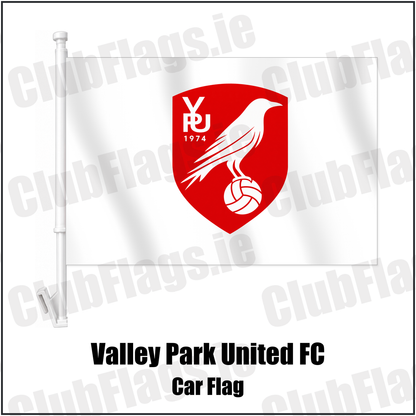 Valley Park United FC Car Flag with the club crest and colours, Dublin Football - ClubFlags.ie
