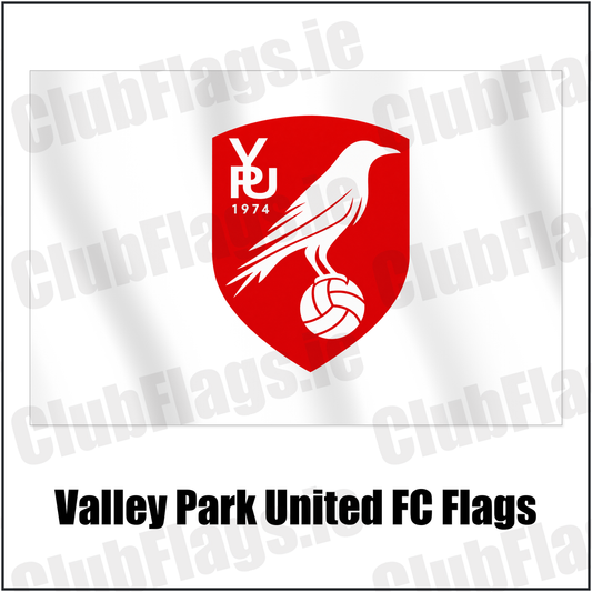Valley Park United FC Flags with the club crest and colours, Dublin Football - ClubFlags.ie