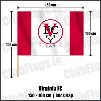 Virginia FC 100cm x 150cm Stick Flag with the club crest and colours, Cavan Football - ClubFlags.ie