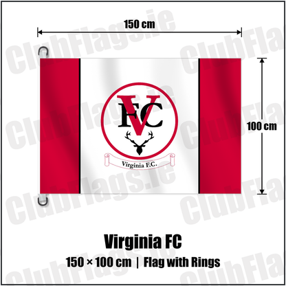 Virginia FC 150cm x 100cm Flag Pole Flag with Rings with the club crest and colours, Cavan Football - ClubFlags.ie