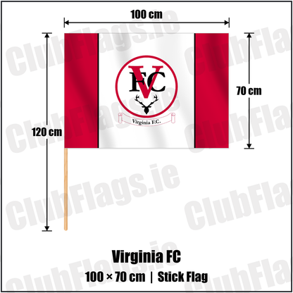 Virginia FC 70cm x 100cm Stick Flag with the club crest and colours, Cavan Football - ClubFlags.ie