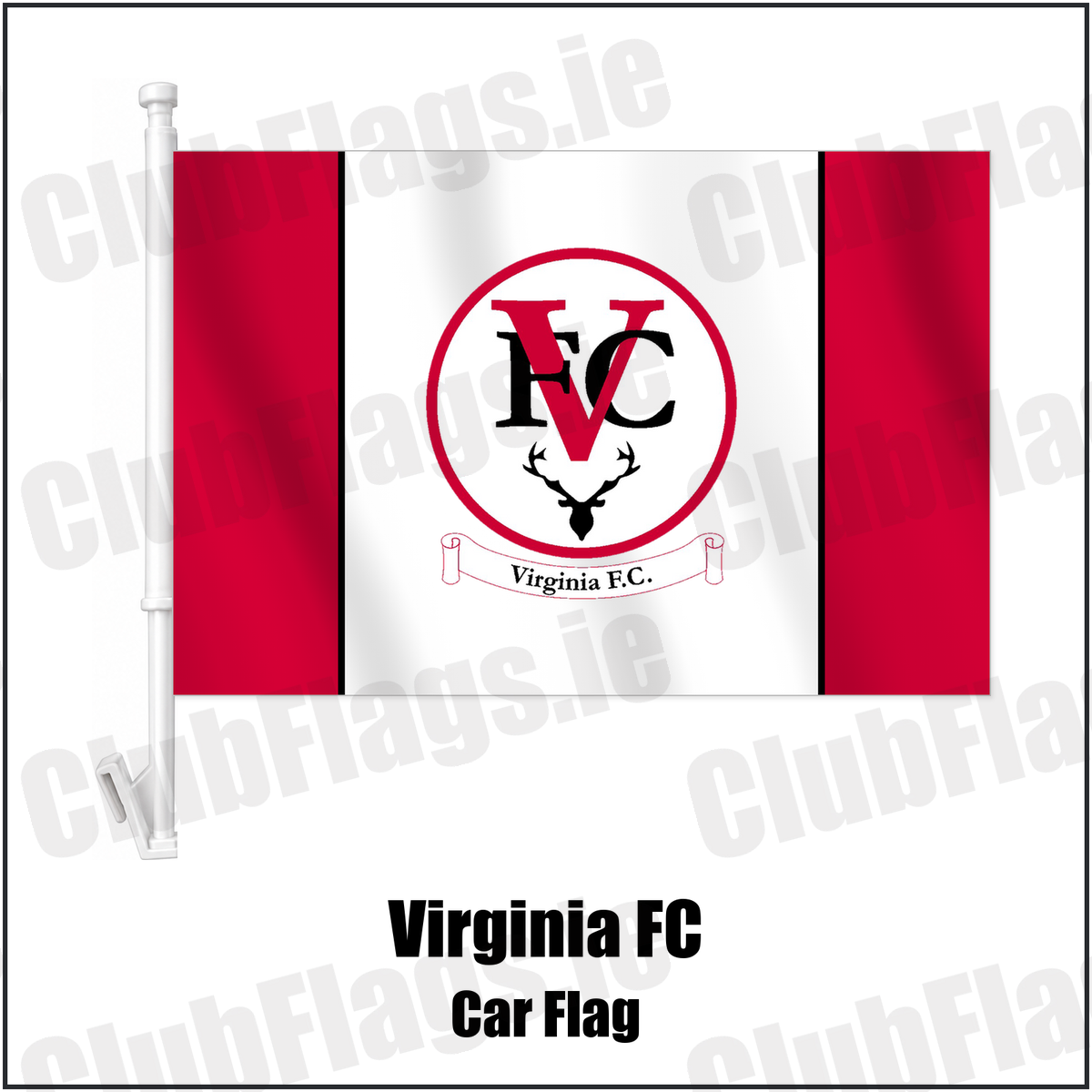 Virginia FC Car Flag with the club crest and colours, Cavan Football - ClubFlags.ie