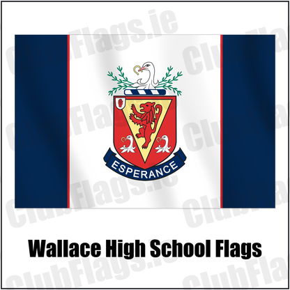Wallace High School Flags with the club crest and colours, Antrim Rugby - ClubFlags.ie