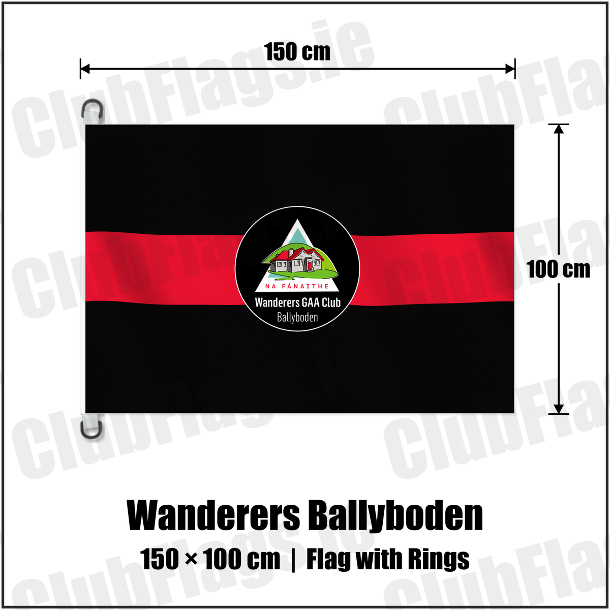 Wanderers Ballyboden 150cm x 100cm Flag Pole Flag with Rings with the club crest and colours, Dublin GAA - ClubFlags.ie