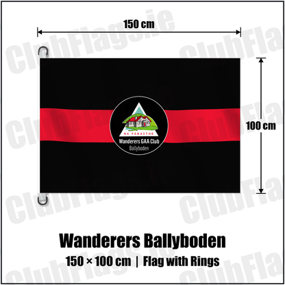 Wanderers Ballyboden 150cm x 100cm Flag Pole Flag with Rings with the club crest and colours, Dublin GAA - ClubFlags.ie