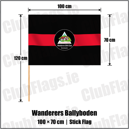 Wanderers Ballyboden 70cm x 100cm Stick Flag with the club crest and colours, Dublin GAA - ClubFlags.ie