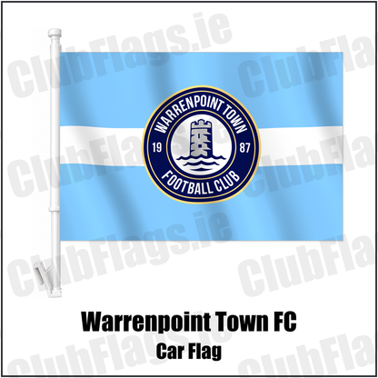 Warrenpoint Town FC Car Flag with the verified club crest and colours, Down Football - ClubFlags.ie