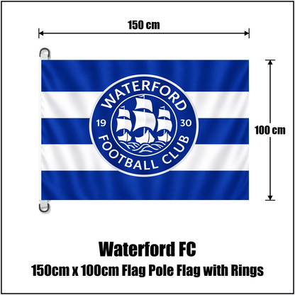 Waterford FC 150cm x 100cm Flag Pole Flag with Rings - ClubFlags.ie