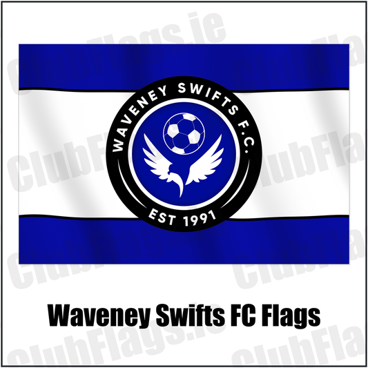 Waveney Swifts FC Flags with the club crest and colours, Antrim Football - ClubFlags.ie