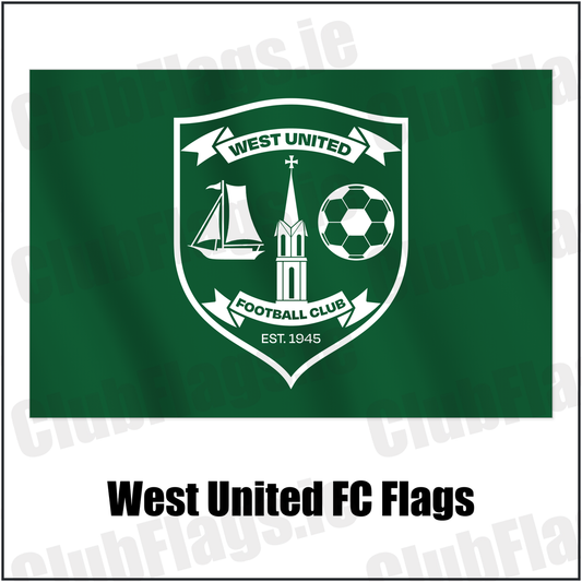 West United FC Flags with the club crest and colours, Galway Football - ClubFlags.ie
