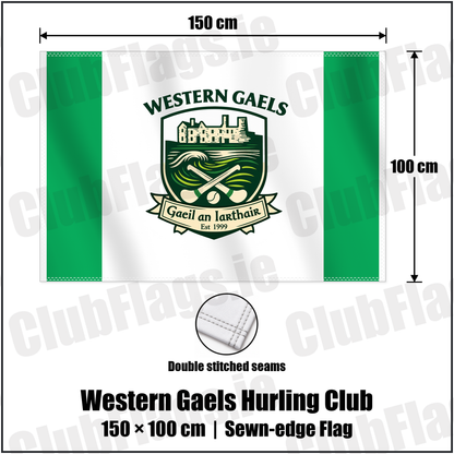 Western Gaels Hurling Club 100cm x 150cm Flag (sewn on the edges) with the club crest and colours, Sligo GAA - ClubFlags.ie