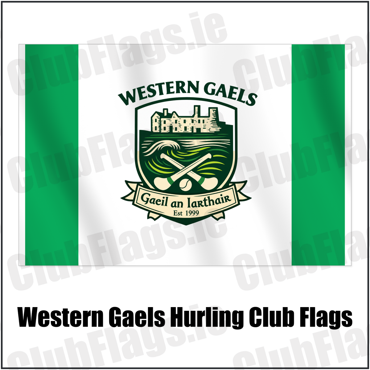 Western Gaels Hurling Club Flags with the club crest and colours, Sligo GAA - ClubFlags.ie