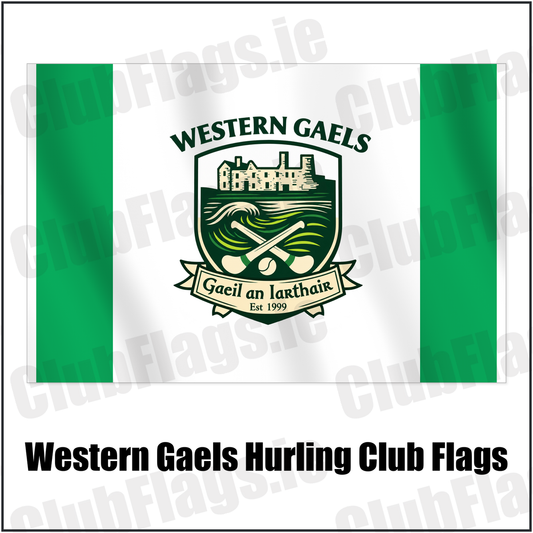 Western Gaels Hurling Club Flags with the club crest and colours, Sligo GAA - ClubFlags.ie