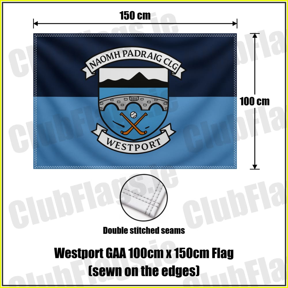 Westport GAA 100cm x 150cm Flag (sewn on the edges) - ClubFlags.ie