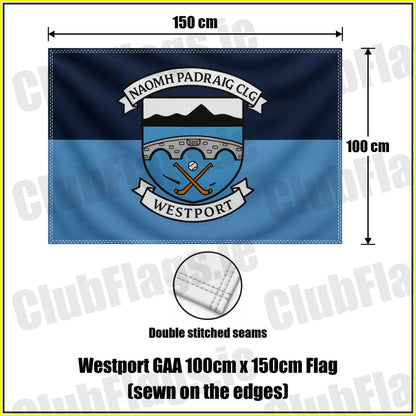 Westport GAA 100cm x 150cm Flag (sewn on the edges) - ClubFlags.ie