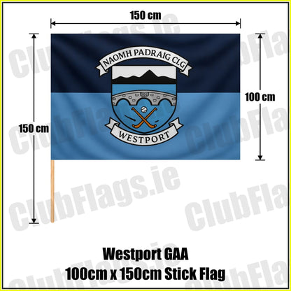 Westport GAA 100cm x 150cm Stick Flag - ClubFlags.ie