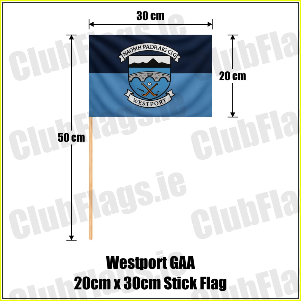 Westport GAA 20cm x 30cm Stick Flag - ClubFlags.ie