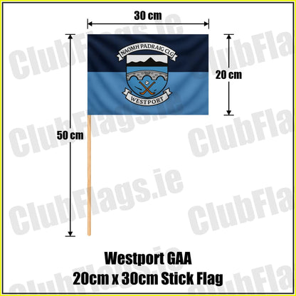 Westport GAA 20cm x 30cm Stick Flag - ClubFlags.ie