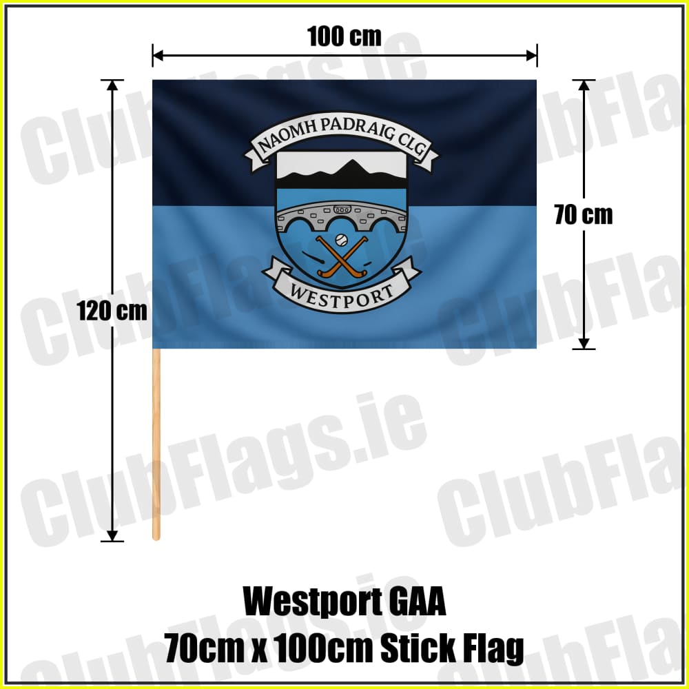 Westport GAA 70cm x 100cm Stick Flag - ClubFlags.ie