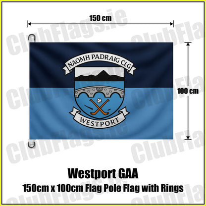 Westport GAA 150cm x 100cm Flag Pole Flag with Rings - ClubFlags.ie