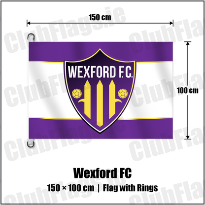 Wexford FC 150cm x 100cm Flag Pole Flag with Rings with the club crest and colours, Wexford Football - ClubFlags.ie