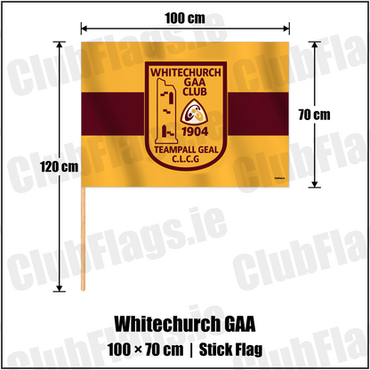 Whitechurch GAA 70cm x 100cm Stick Flag with the verified club crest and colours, Cork GAA - ClubFlags.ie