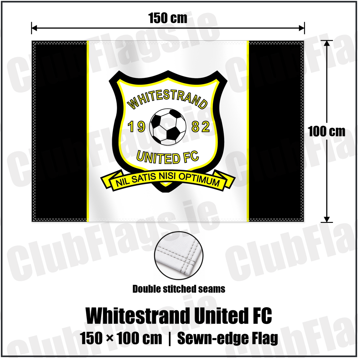 Whitestrand United FC 100cm x 150cm Flag (sewn on the edges) with the club crest and colours, Donegal Football - ClubFlags.ie