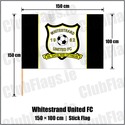 Whitestrand United FC 100cm x 150cm Stick Flag with the club crest and colours, Donegal Football - ClubFlags.ie