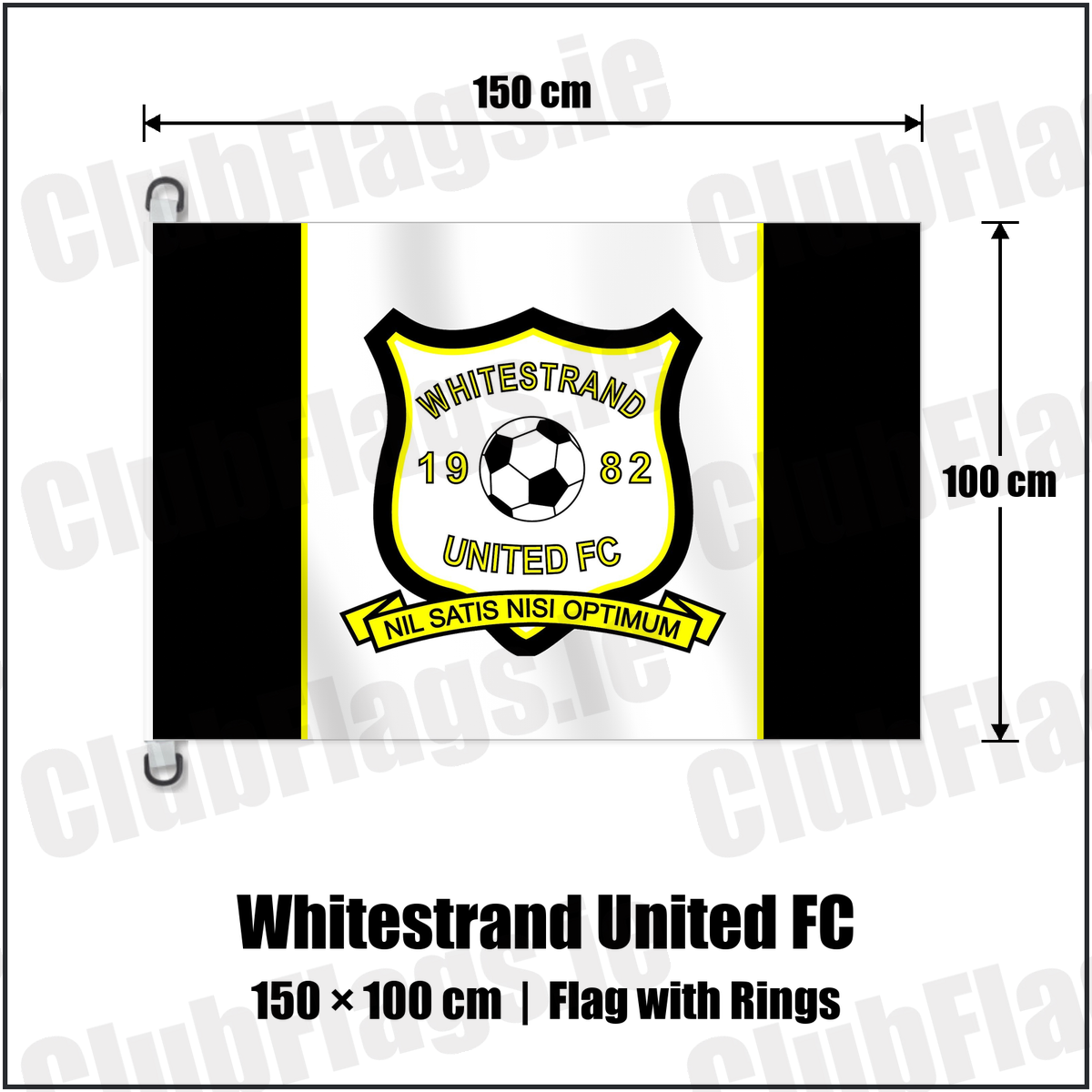 Whitestrand United FC 150cm x 100cm Flag Pole Flag with Rings with the club crest and colours, Donegal Football - ClubFlags.ie